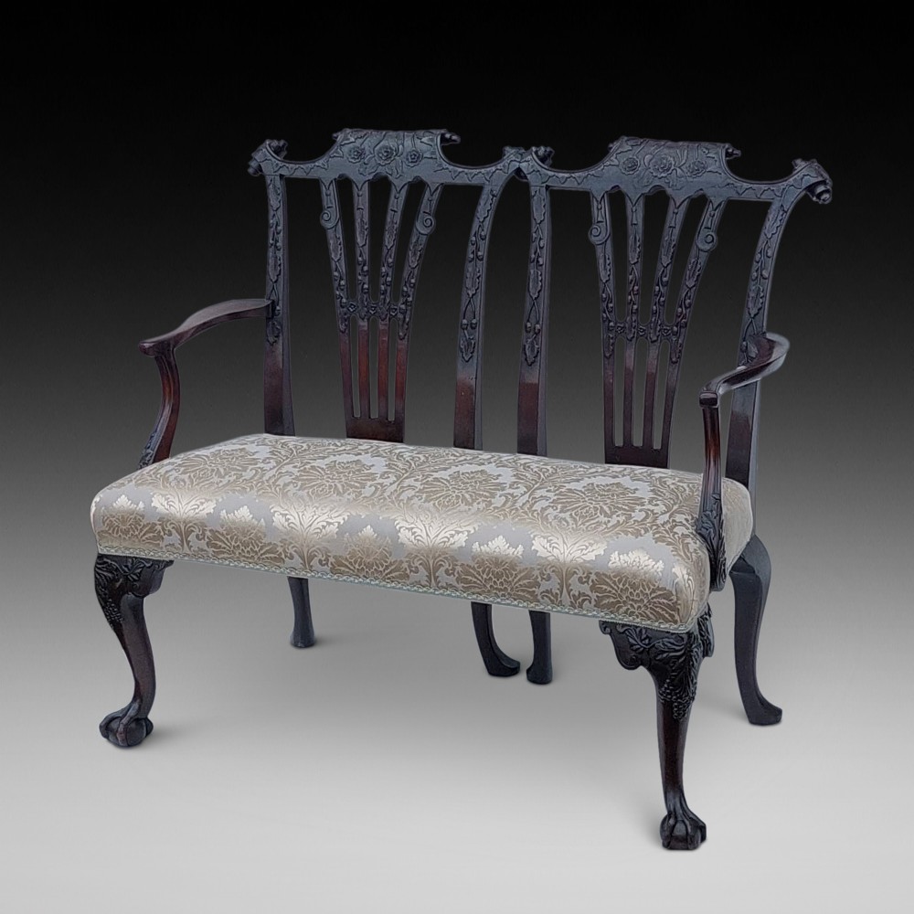Exquisitely Carved Mahogany 2 Seater Sofa Settee