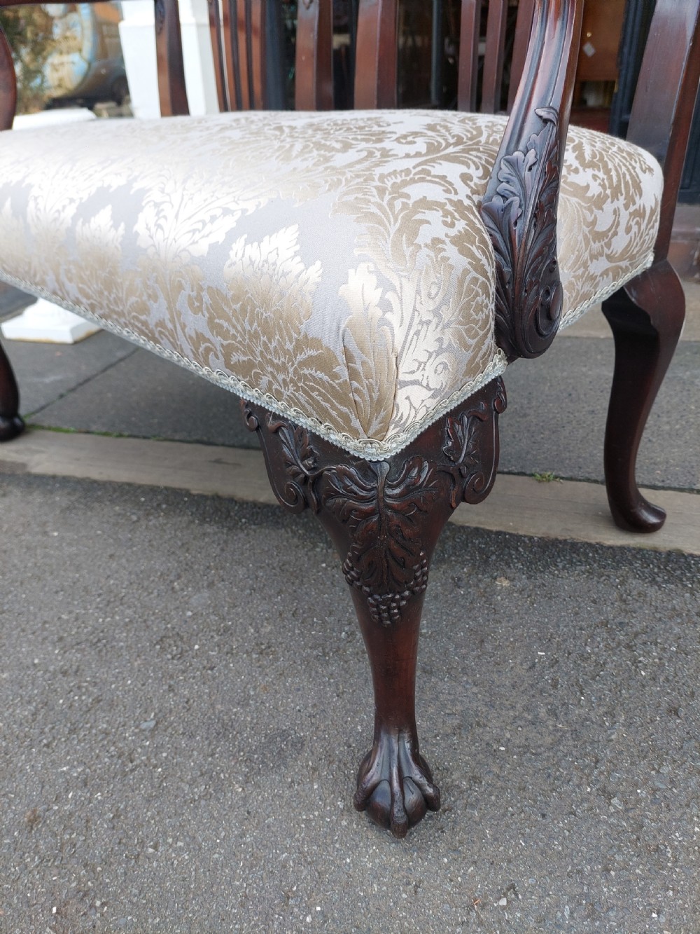 Exquisitely Carved Mahogany 2 Seater Sofa Settee View V