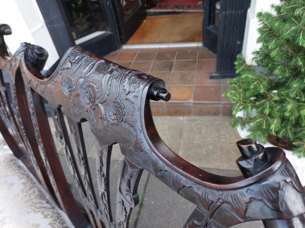 Exquisitely Carved Mahogany 2 Seater Sofa Settee View VIII
