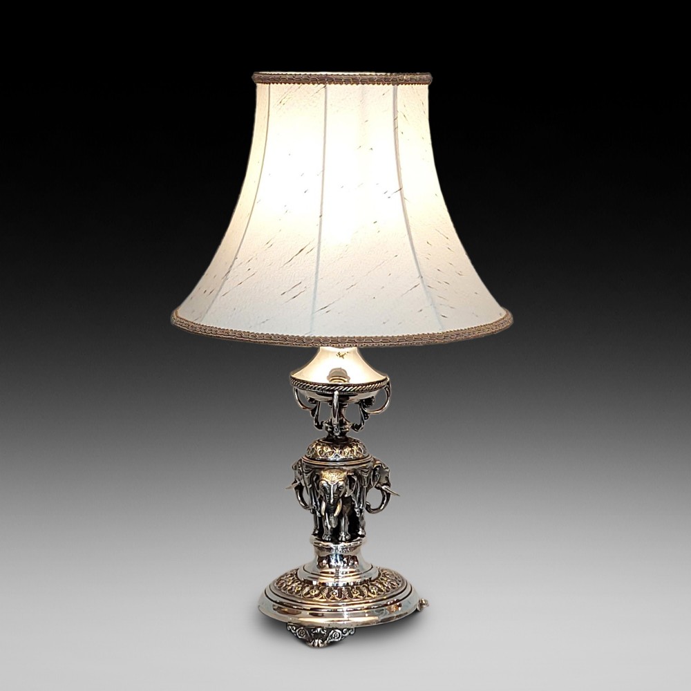 Anglo Indian Silver Plated Table Lamp 