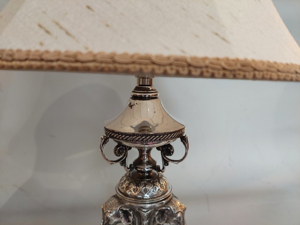 Anglo Indian Silver Plated Table Lamp  View IV
