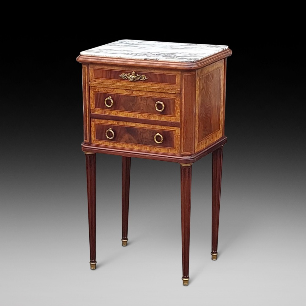 Late 19thC French Kingwood and Mahogany Bedside Cabinet
