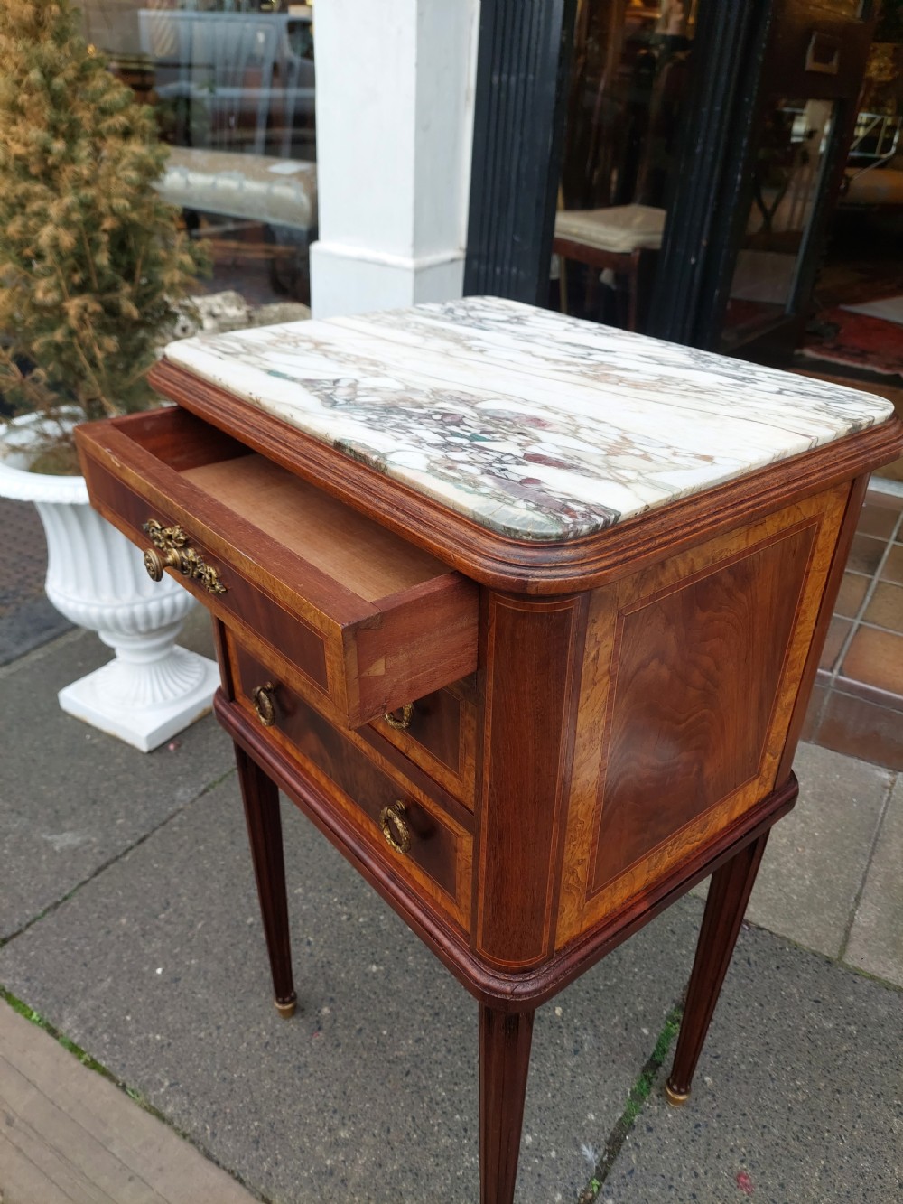 Late 19thC French Kingwood and Mahogany Bedside Cabinet View V