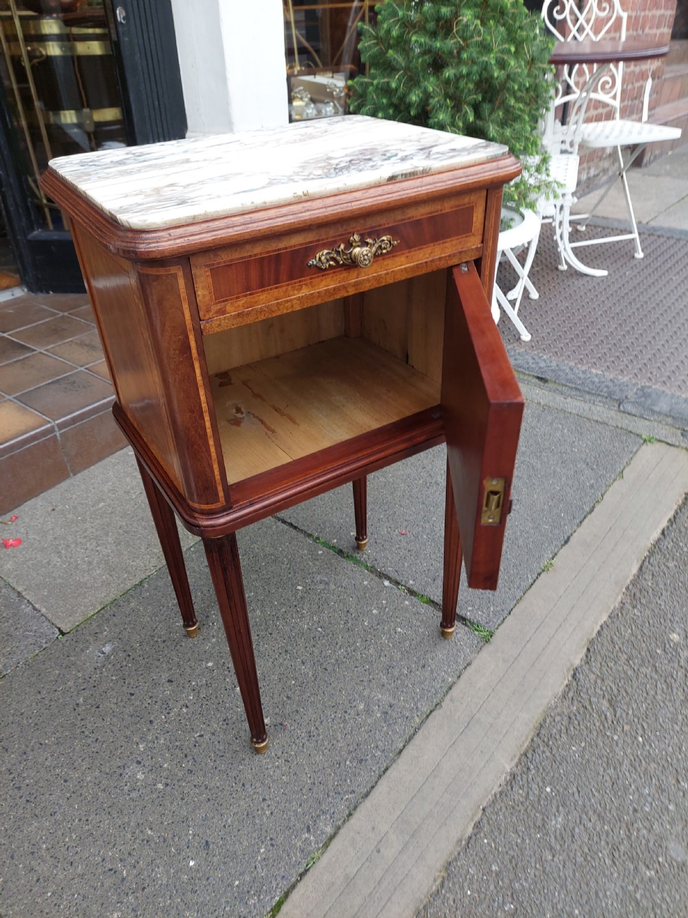 Late 19thC French Kingwood and Mahogany Bedside Cabinet View VI