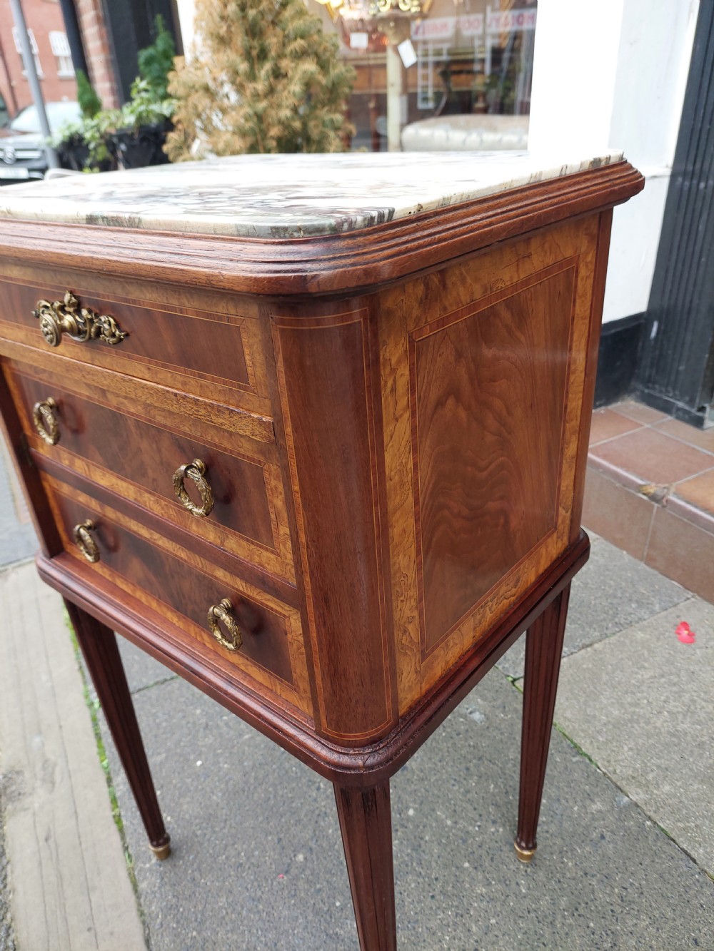 Late 19thC French Kingwood and Mahogany Bedside Cabinet View IX