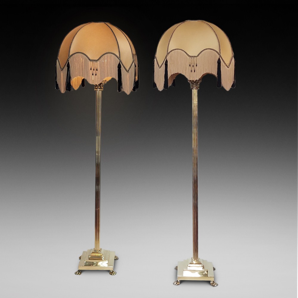 Pair of Early 20thC Cast Brass Standard Lamps 