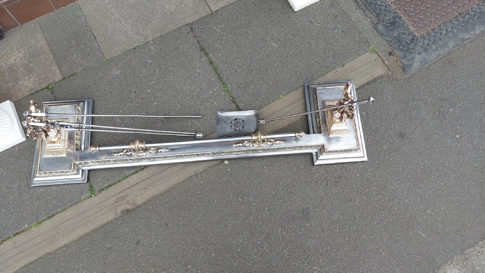 Early 19thC Steel & Brass Hearth Fender View X