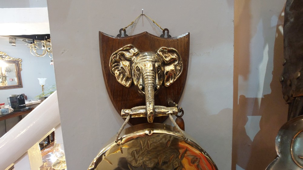 Early 20thC Brass and Oak Gong View II