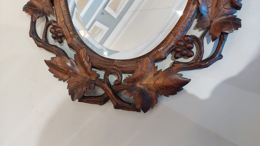 Late 19thC Linden Wood Black Forest Wall Mirror View II