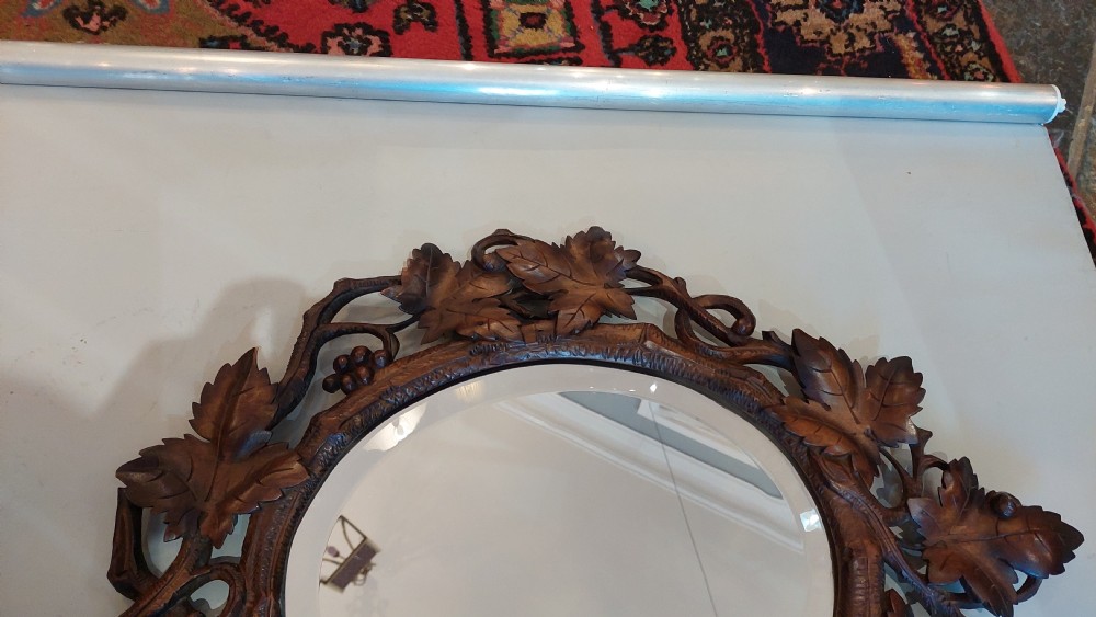 Late 19thC Linden Wood Black Forest Wall Mirror View III