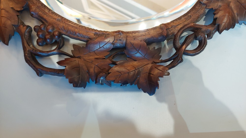 Late 19thC Linden Wood Black Forest Wall Mirror View IV