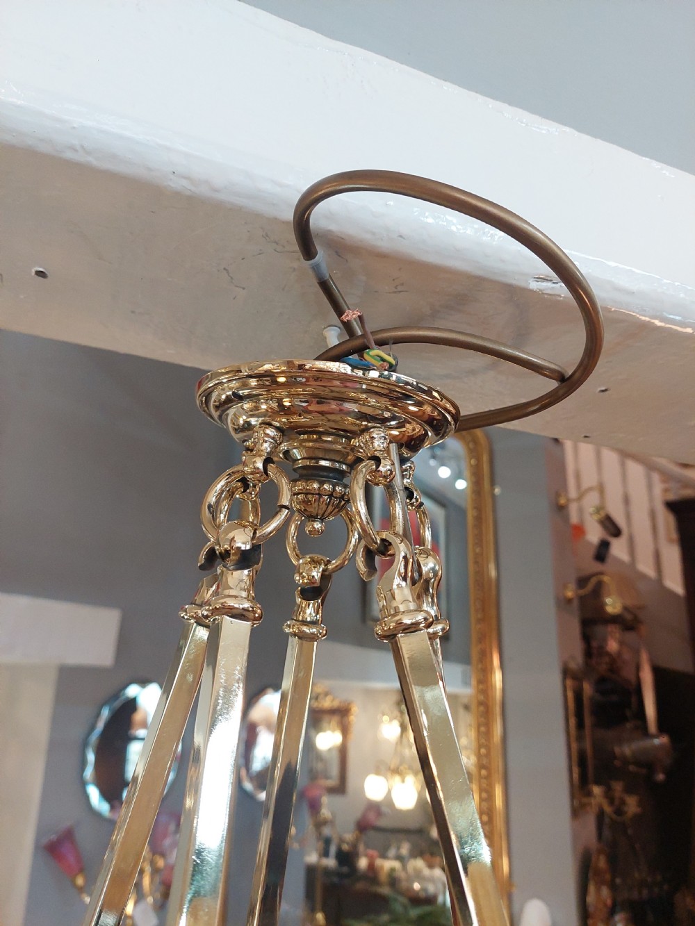 Pair of Art Deco Brass an Smoked Glass Ceiling Fittings View V