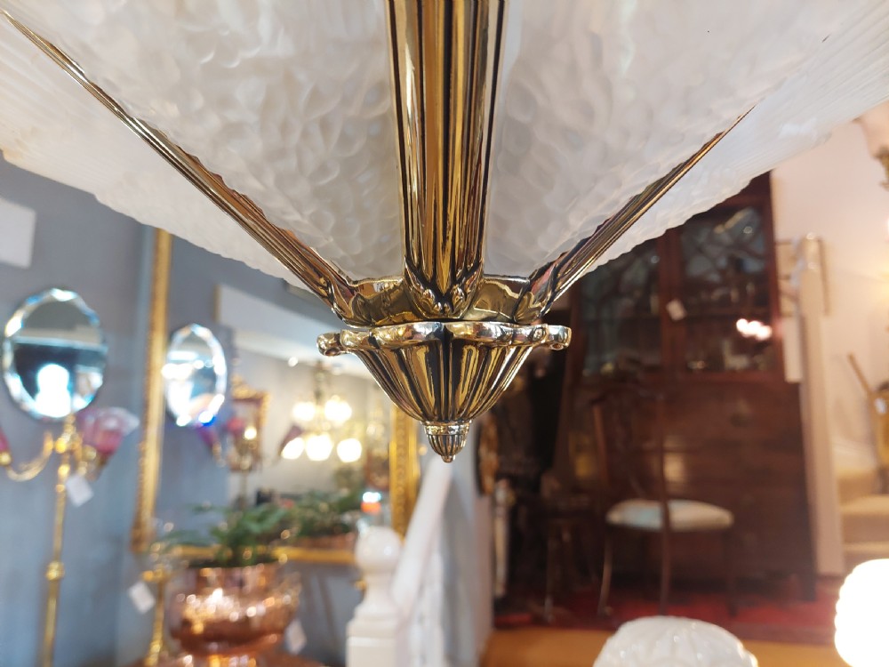 Pair of Art Deco Brass an Smoked Glass Ceiling Fittings View VII