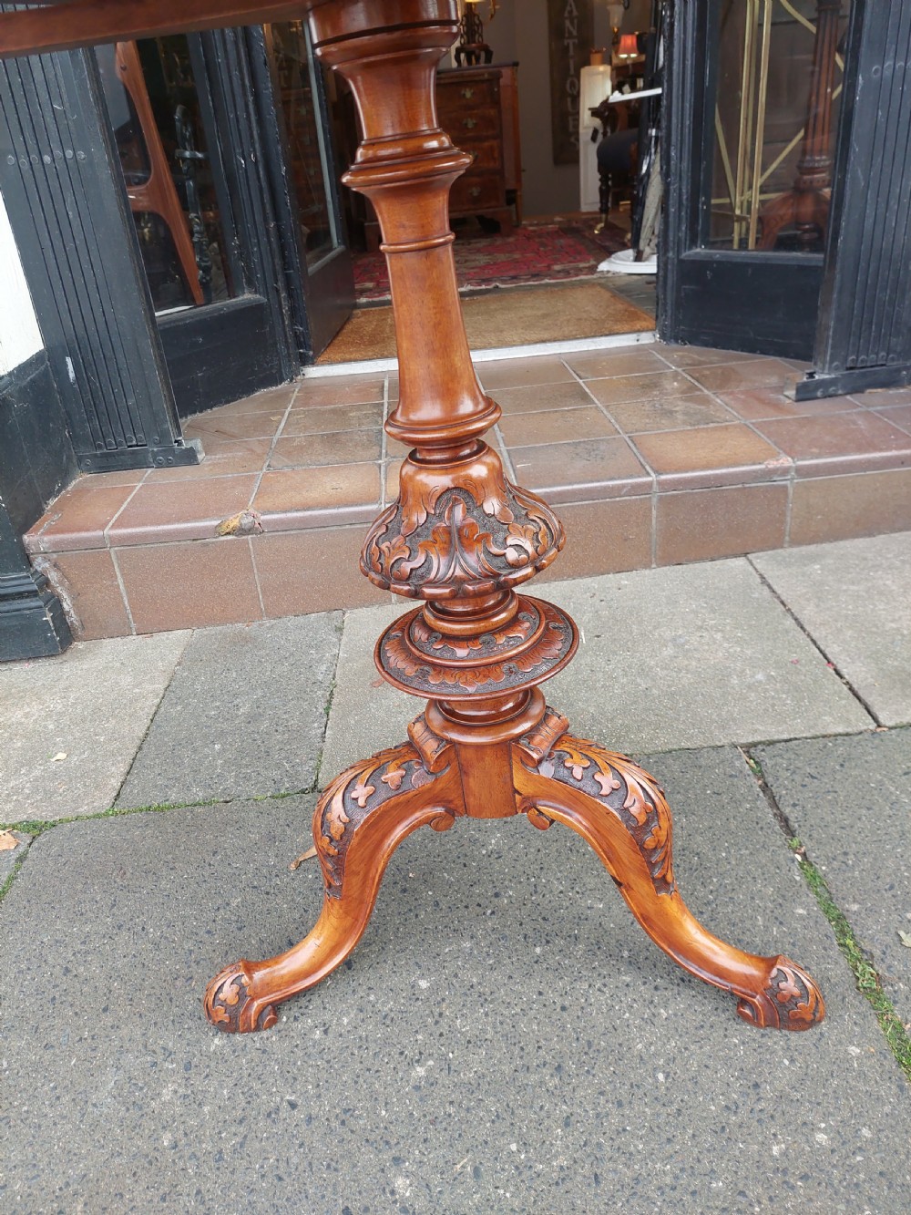 Mid Victorian Walnut Candle Stand Occasional Table View VI
