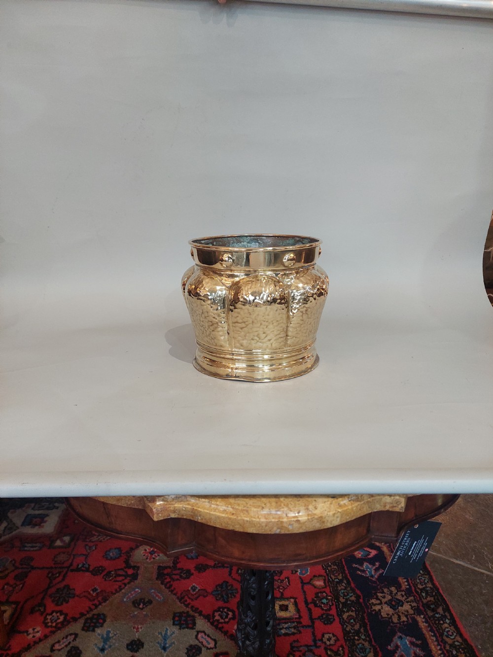 Arts and Crafts Beaten Brass Planter c1900 View III
