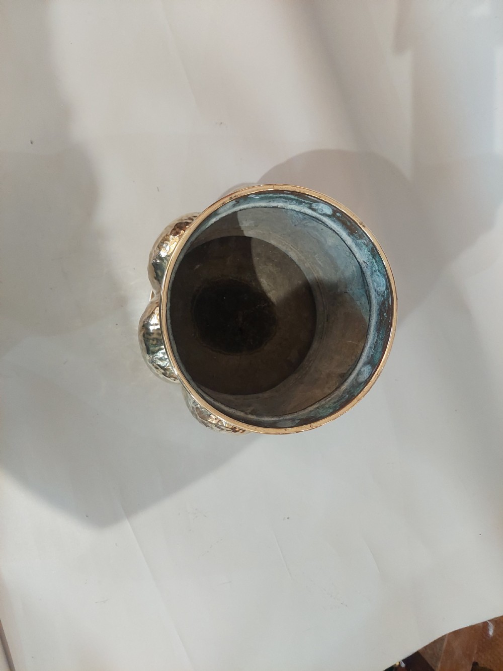 Arts and Crafts Beaten Brass Planter c1900 View V