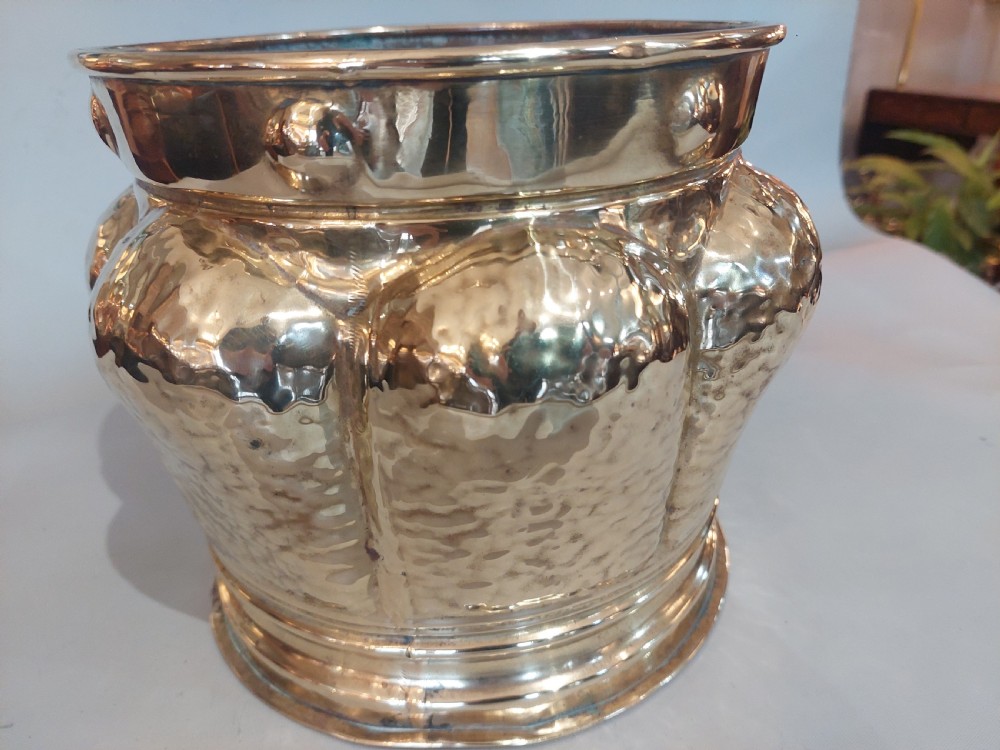 Arts and Crafts Beaten Brass Planter c1900 View VI