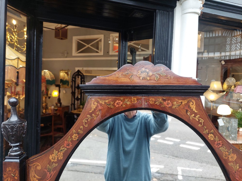 19thC Rosewood and Marquetry Inlaid Cheval Mirror View III