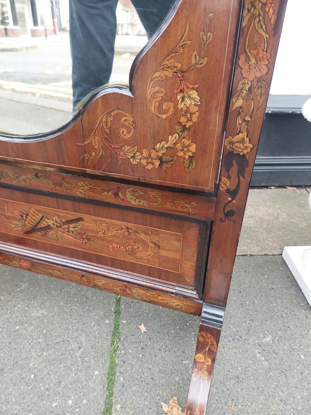 19thC Rosewood and Marquetry Inlaid Cheval Mirror View IV