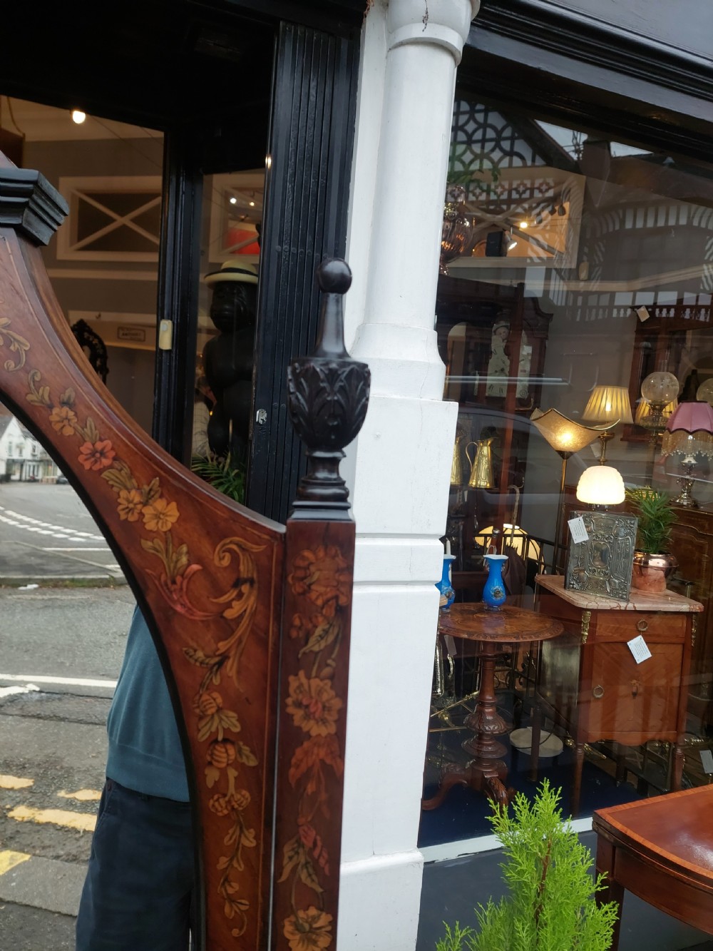 19thC Rosewood and Marquetry Inlaid Cheval Mirror View V
