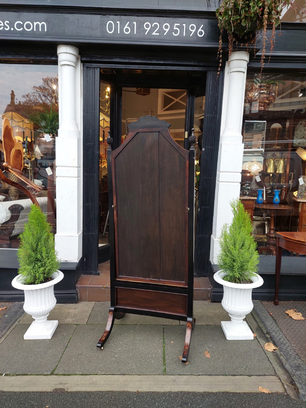 19thC Rosewood and Marquetry Inlaid Cheval Mirror View X