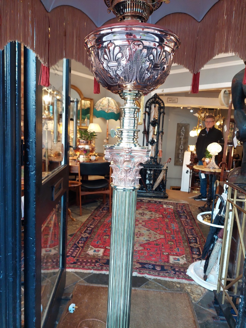 Victorian Brass Standard Oil Lamp - Hinks of B'ham View VIII