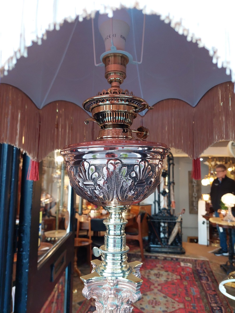 Victorian Brass Standard Oil Lamp - Hinks of B'ham View IX