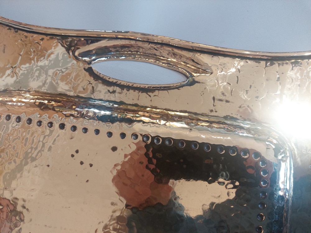 Arts and Crafts Hammered Brass Tray View IV