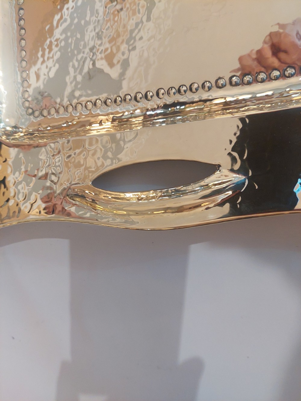 Arts and Crafts Hammered Brass Tray View IX