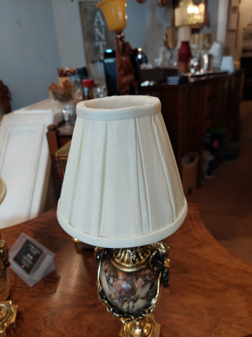 Pair of 19thC French Gilt Brass Mounted Marble Urns View VIII