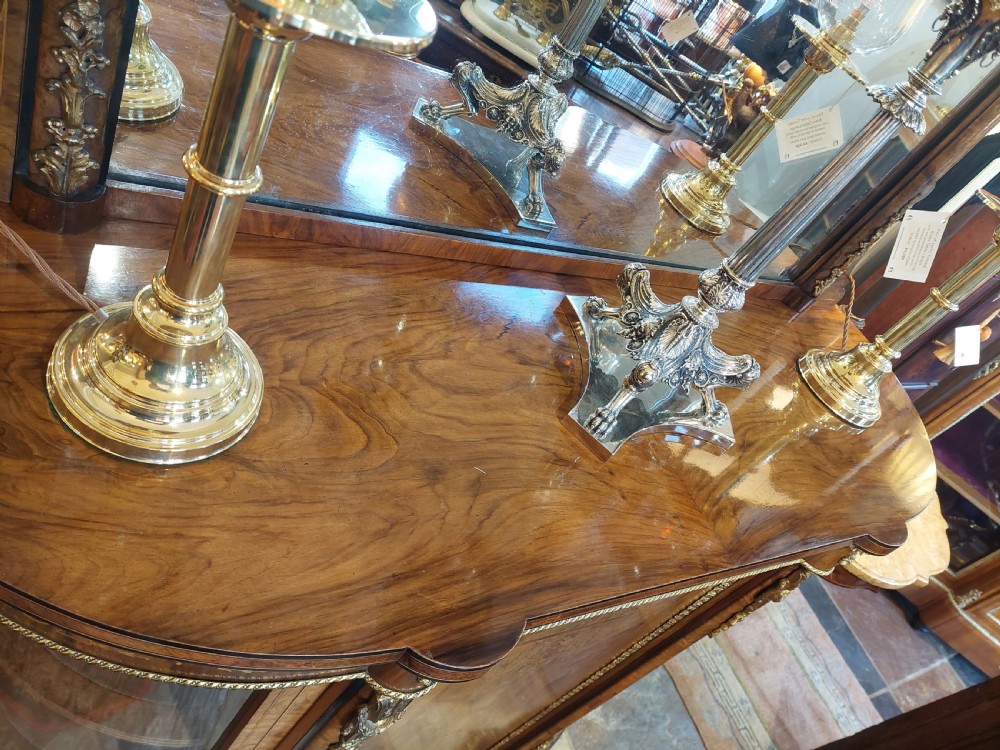 19thC Ormolu Mounted Figured Walnut Mirror Back Credenza  View VIII