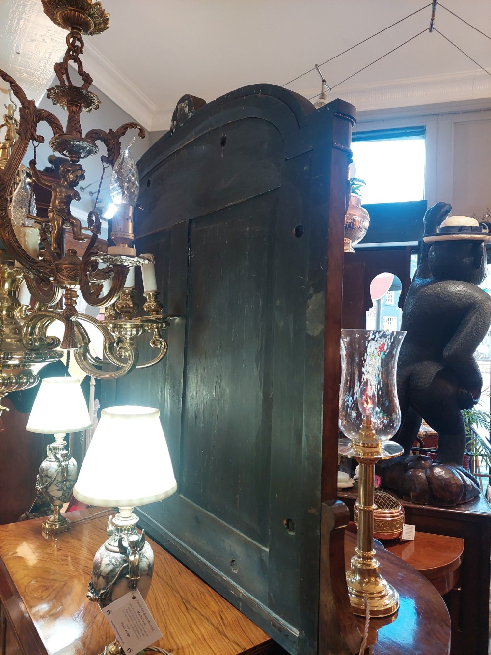 19thC Ormolu Mounted Figured Walnut Mirror Back Credenza  View XII