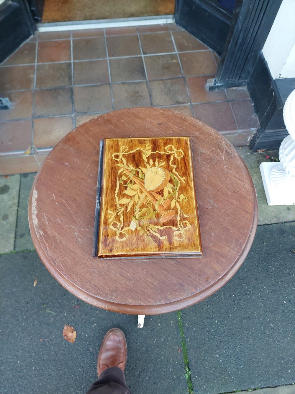 Edwardian Marquetry Inlaid Mahogany Blotter Pad Notebook View V