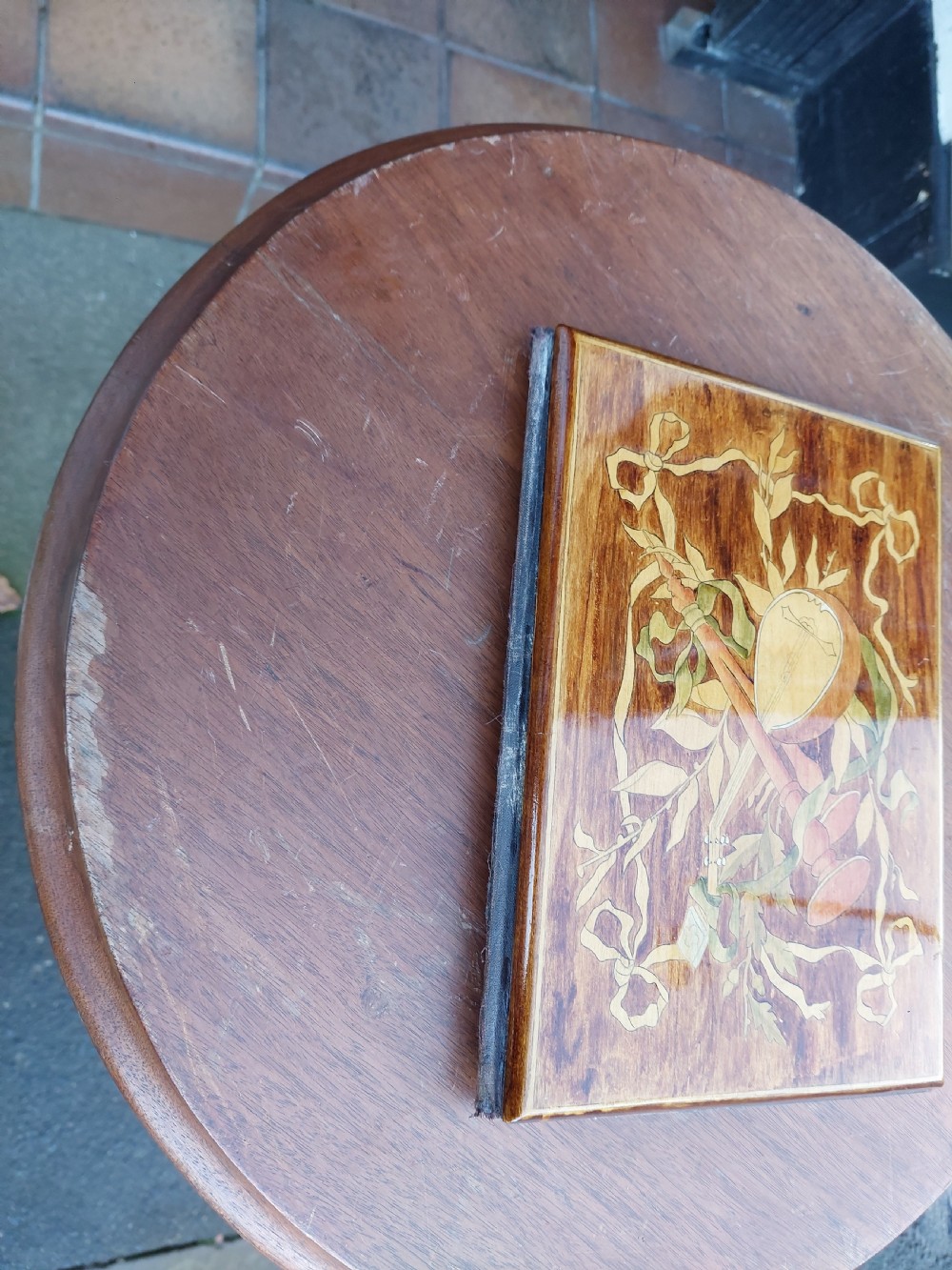 Edwardian Marquetry Inlaid Mahogany Blotter Pad Notebook View VII