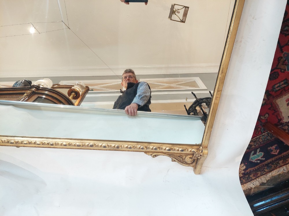 Victorian Giltwood & Gesso Overmantle Wall Mirror View V