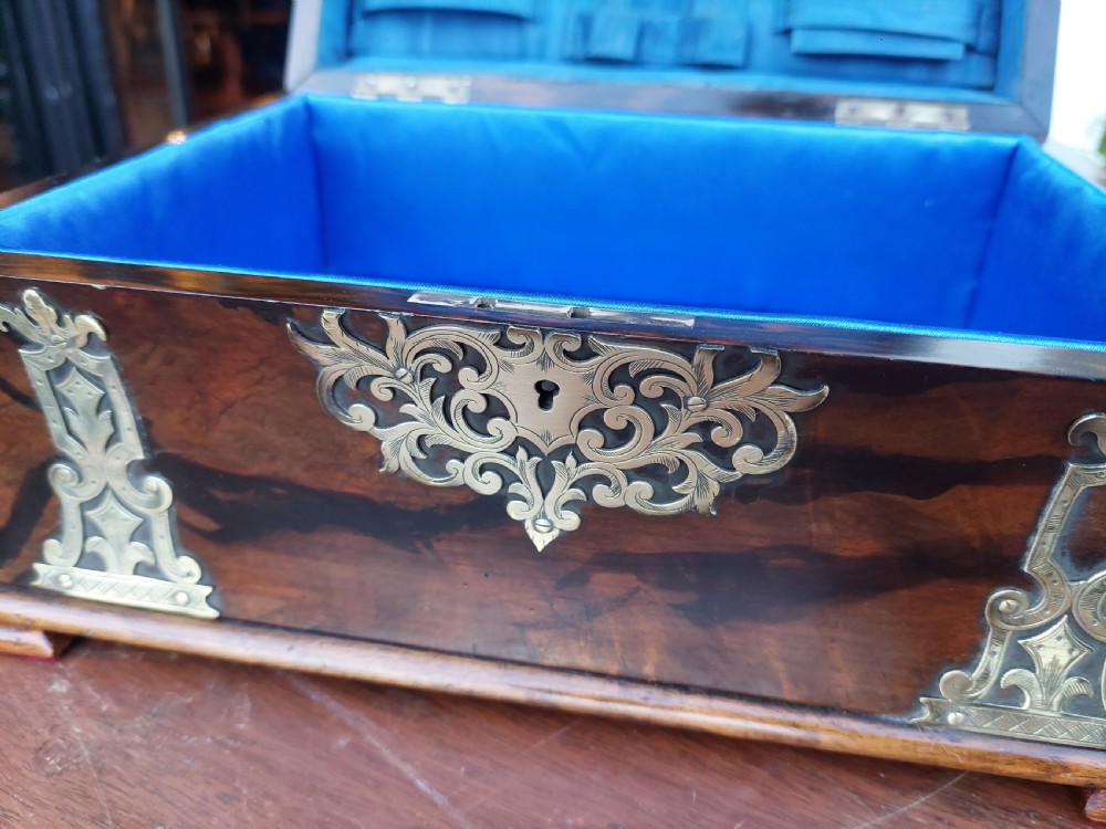 Victorian Walnut Brass Mounted Jewellery Box View V