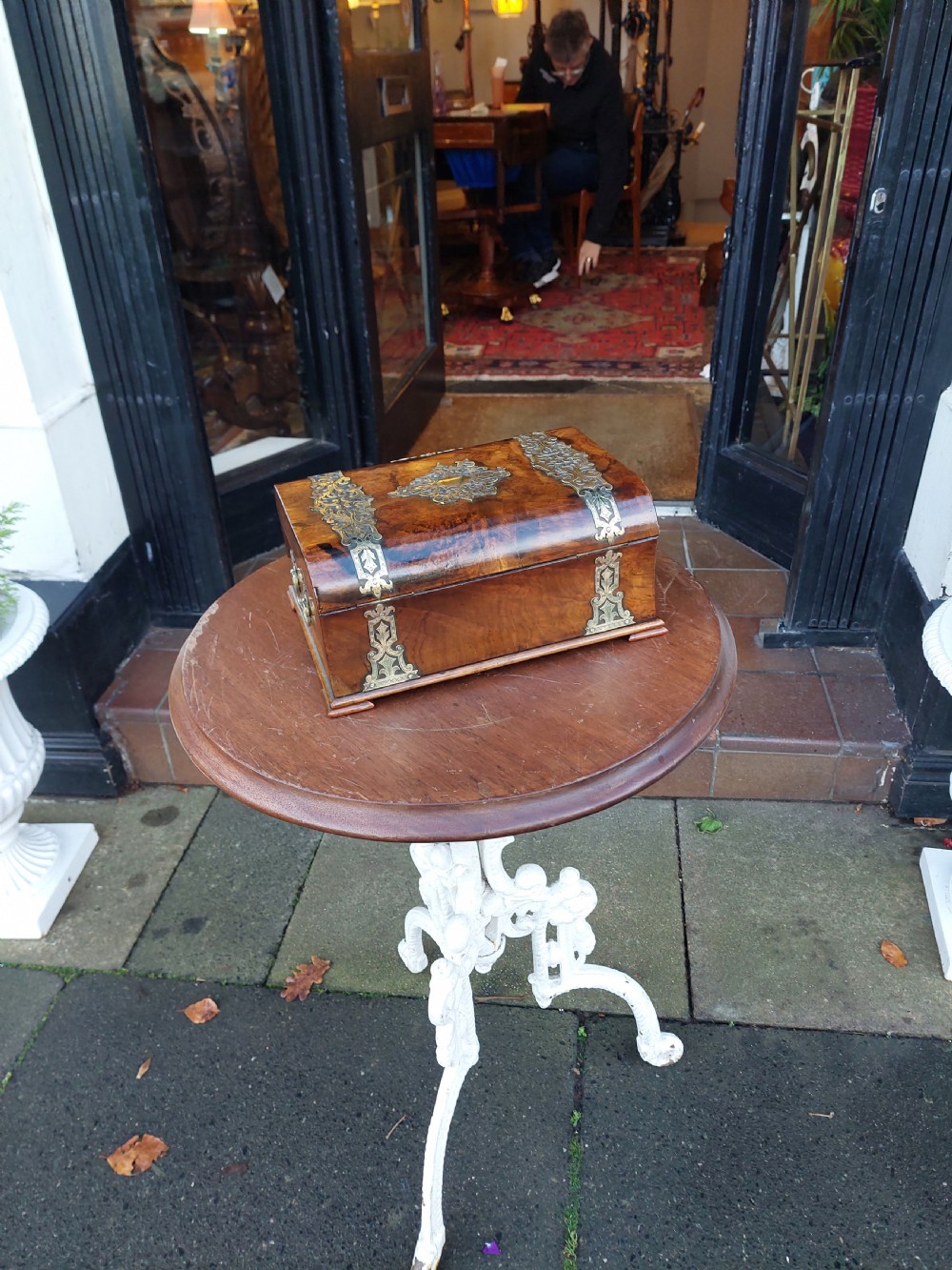 Victorian Walnut Brass Mounted Jewellery Box View VIII