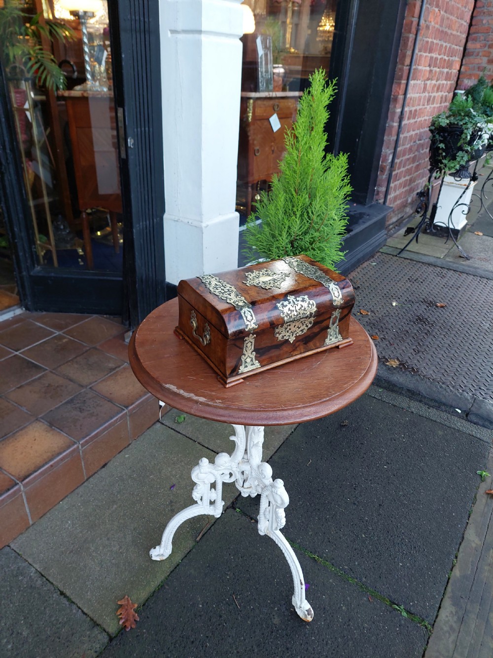 Victorian Walnut Brass Mounted Jewellery Box View XI
