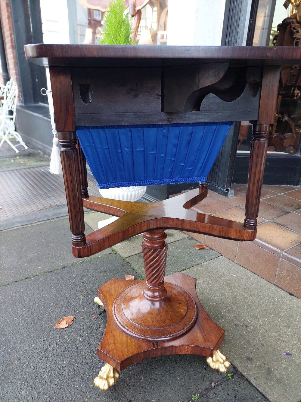 Regency Brass Inlaid Rosewood Work Table View VII