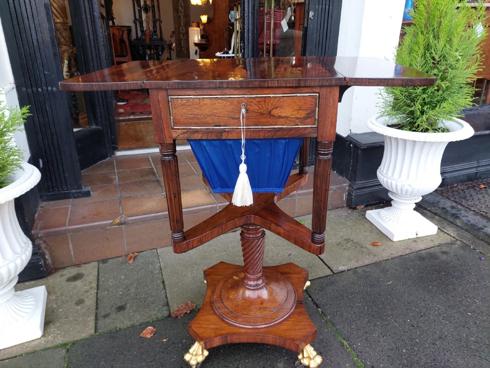 Regency Brass Inlaid Rosewood Work Table View VIII