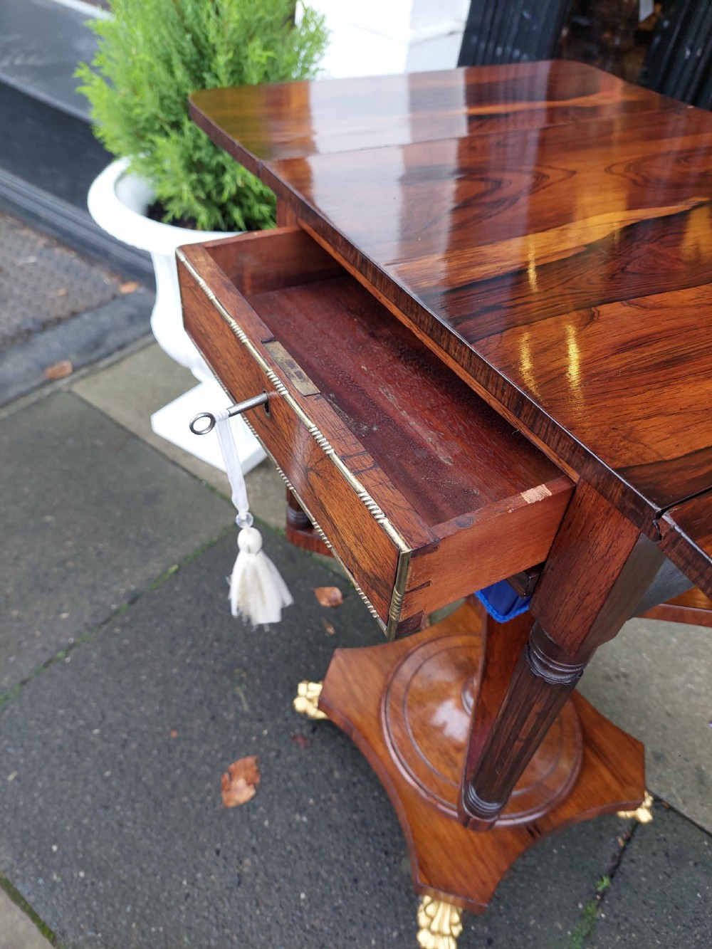 Regency Brass Inlaid Rosewood Work Table View IX