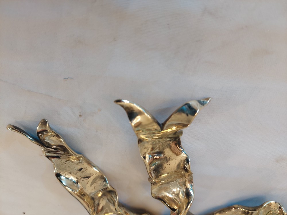 Set of 3 Ribbon Backed Early 20thC Brass Wall Hooks View VIII