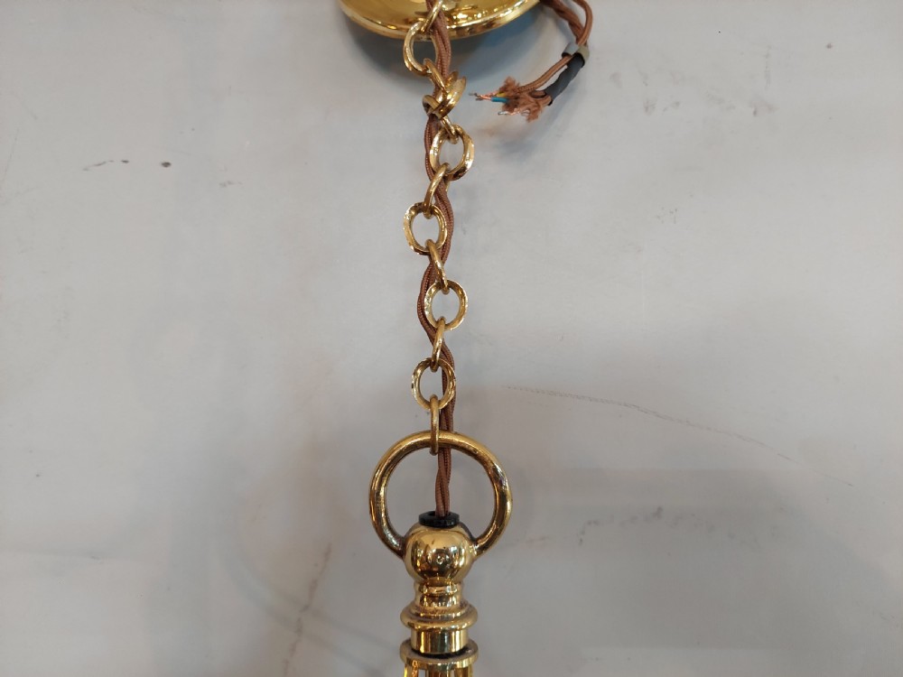 Early 20thC Cut Crystal and Brass Ceiling Lamp View IV