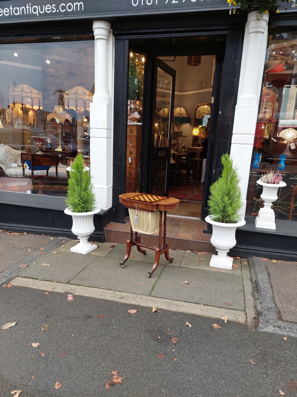 Late Regency Brass Inlaid Rosewood Games & Sewing Table View II