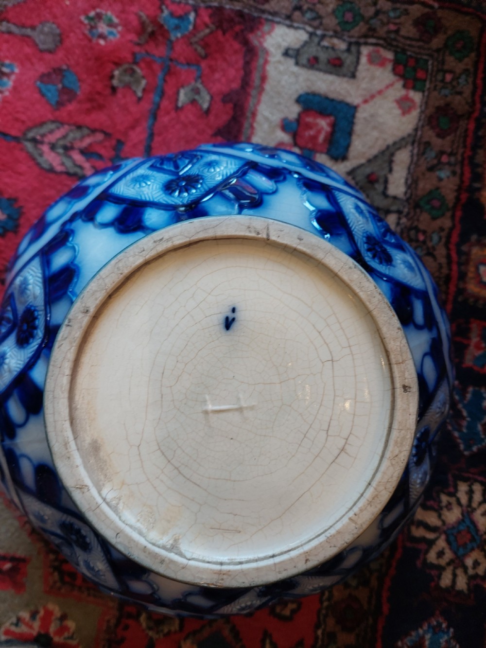Late Victorian Blue and White Porcelain Jardinière on Stand View X