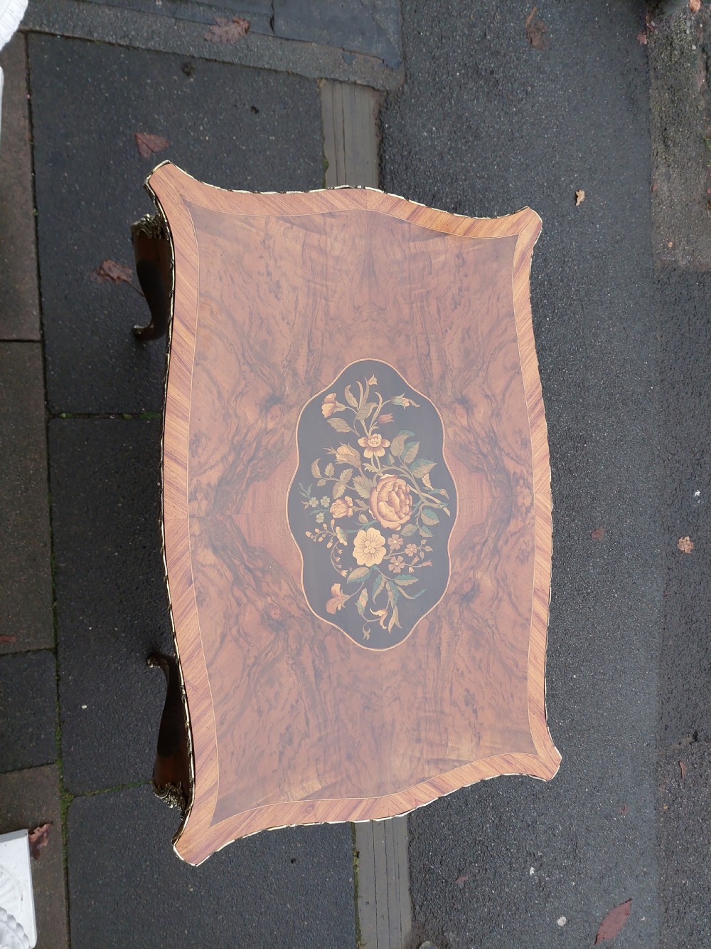 Early 20thC French Marquetry Inlaid Walnut Table View II