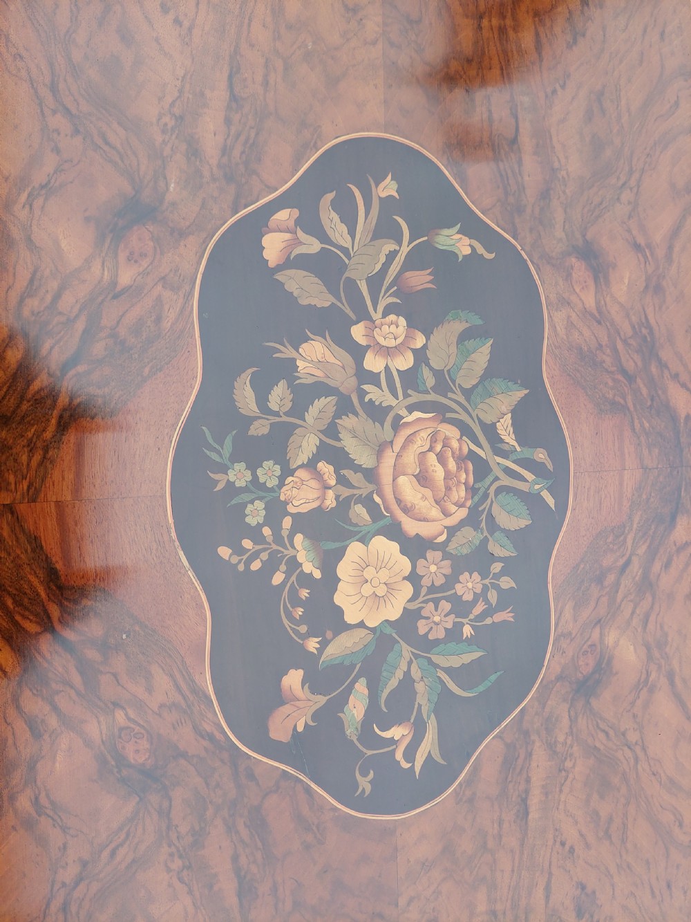 Early 20thC French Marquetry Inlaid Walnut Table View III