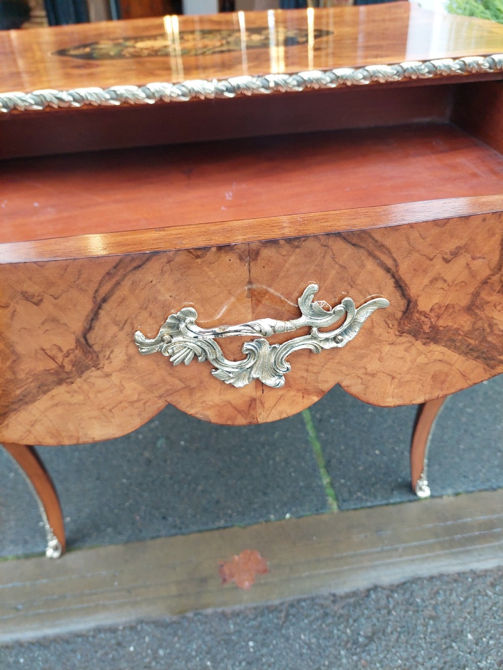 Early 20thC French Marquetry Inlaid Walnut Table View IX