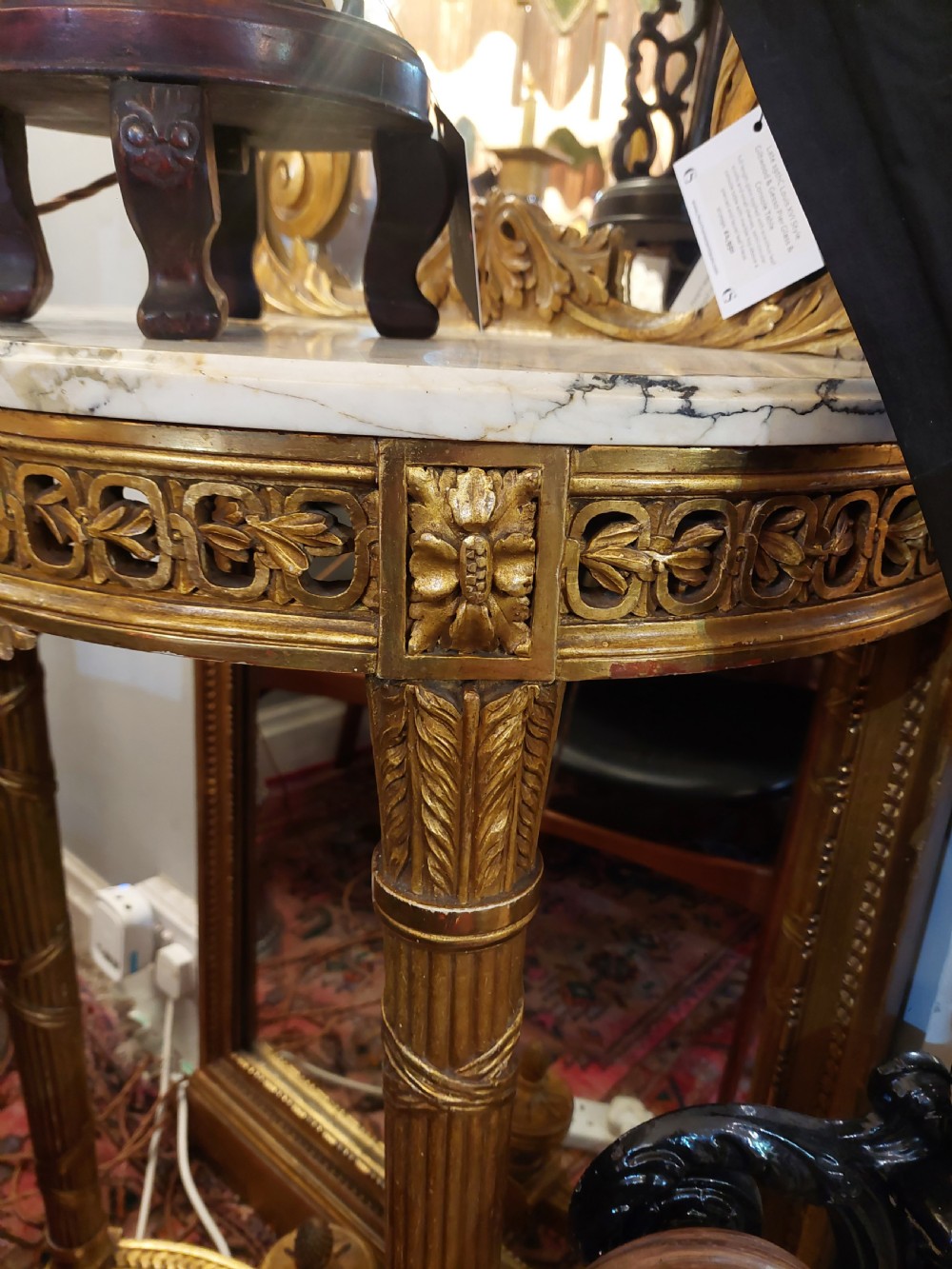 French Louis XVI Style Giltwood & Gesso Pier Glass & Console Table View III