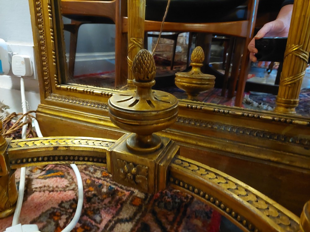 French Louis XVI Style Giltwood & Gesso Pier Glass & Console Table View IV